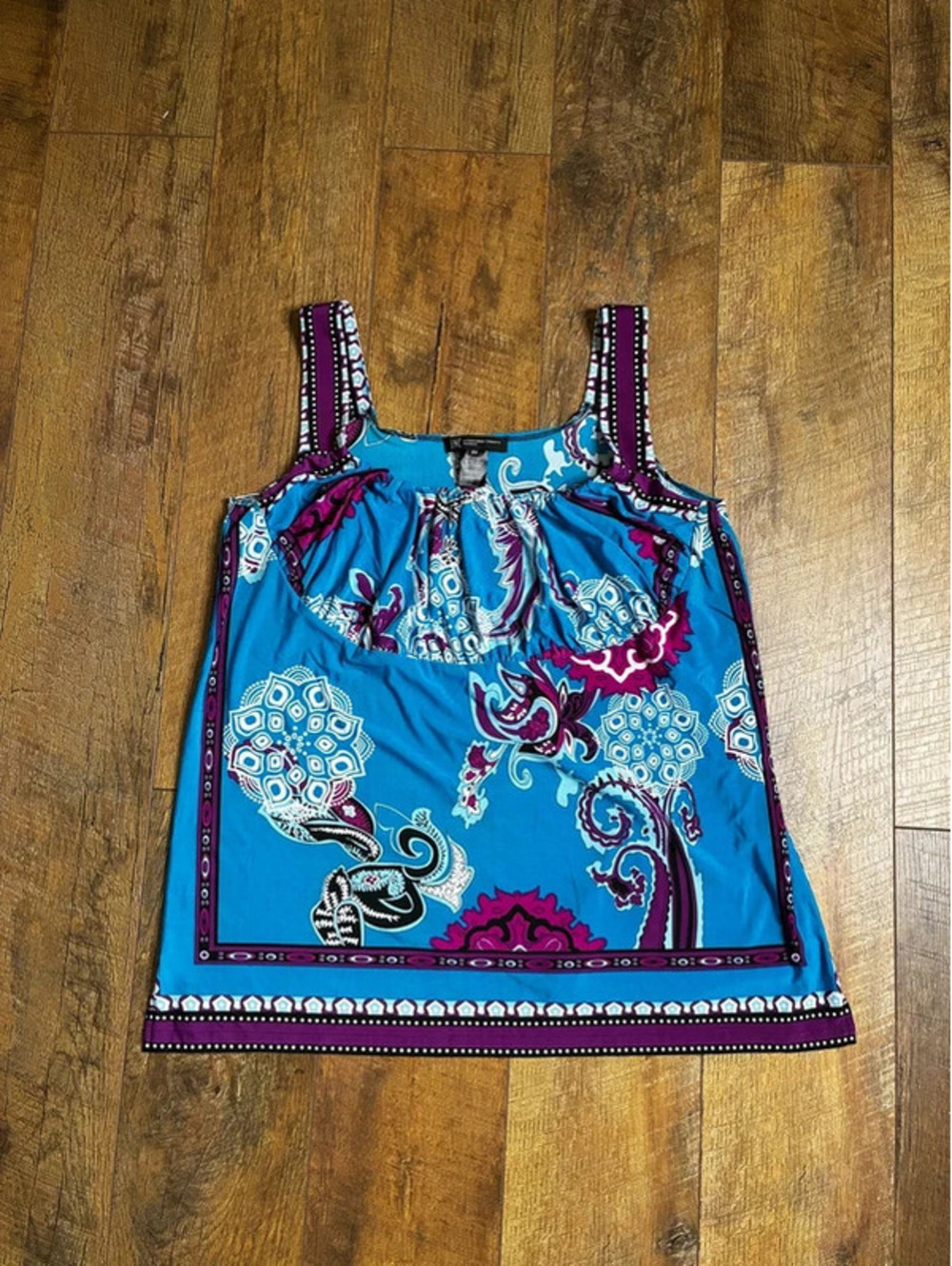 INC Blue Purple Paisley Boho Festival Y2K Tank Top Size 0X